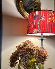 Cerise Botanical Velvet Lampshade | French Drum Ceiling Light Shade | Bespoke Handmade Empire Lampshade