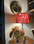 Cerise Botanical Velvet Lampshade | French Drum Ceiling Light Shade | Bespoke Handmade Empire Lampshade