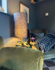 Dark Grey Linen Lampshade | Extra Tall Cylinder Ceiling Light Shade | Bespoke Handmade UK