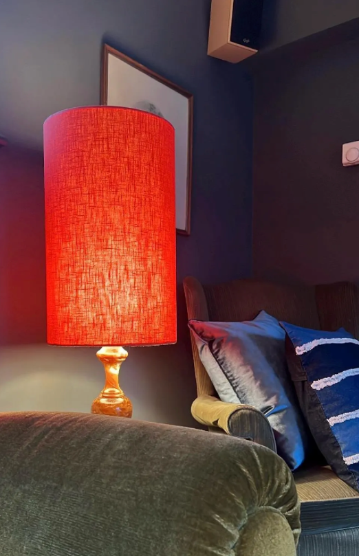 Rust Linen Lampshade | Extra Tall Cylinder Ceiling Light Shade | Bespoke Handmade UK