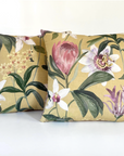 Mustard passionflower cotton cushion, scatter cushions