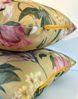 Mustard passionflower cotton cushion, scatter cushions