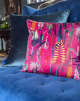 Cerise botanical velvet throw cushion