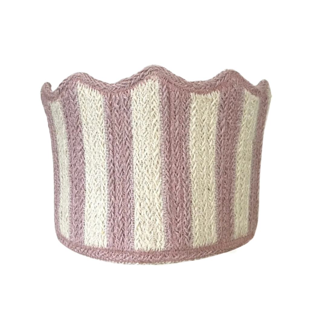 Stripy Scalloped Basket - Dusty Pink