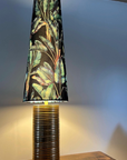 Leaves velvet cone lampshade, extra tall lampshade, black