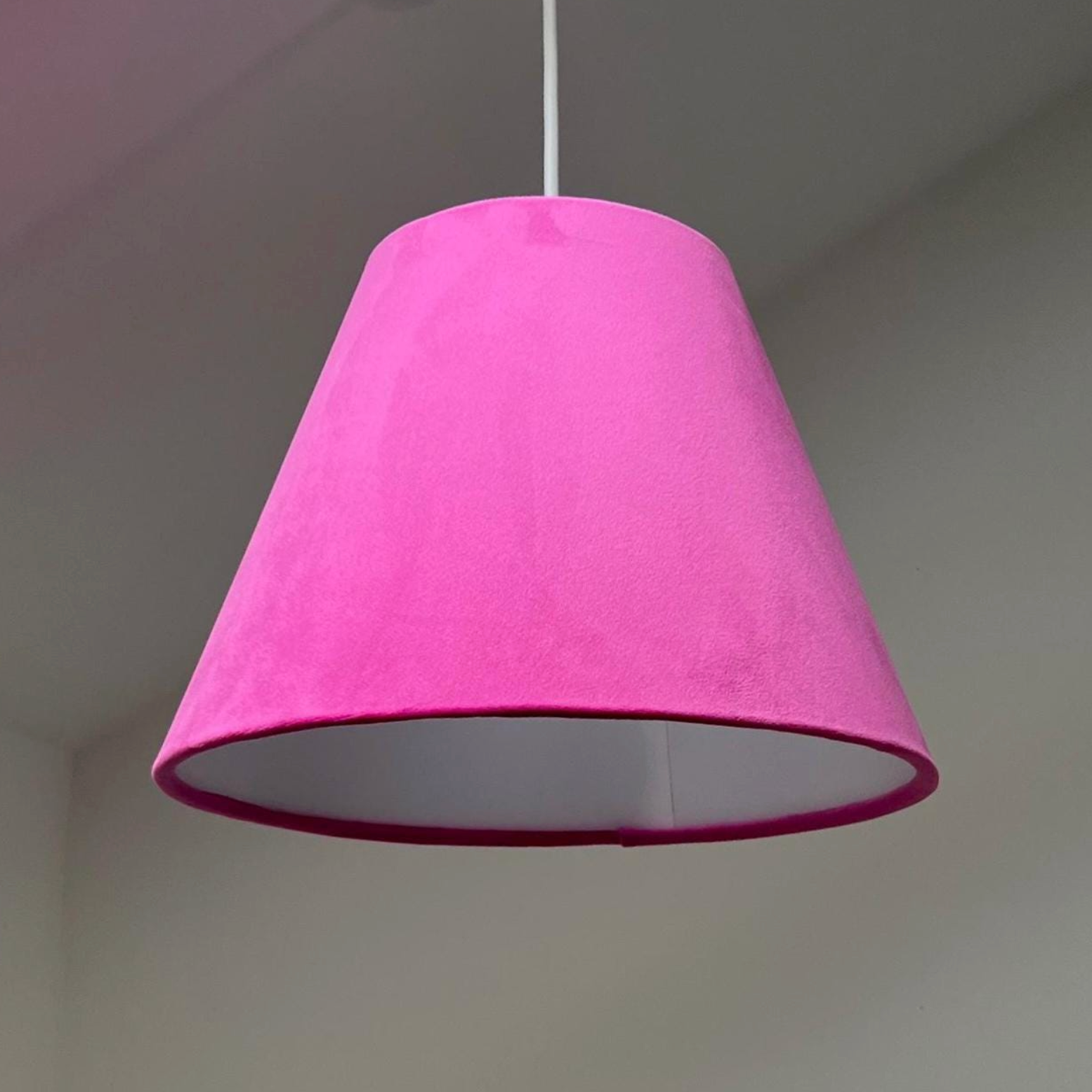 Hot Pink Velvet Steep Empire Lampshade | Handmade Ceiling Light Shade | UK