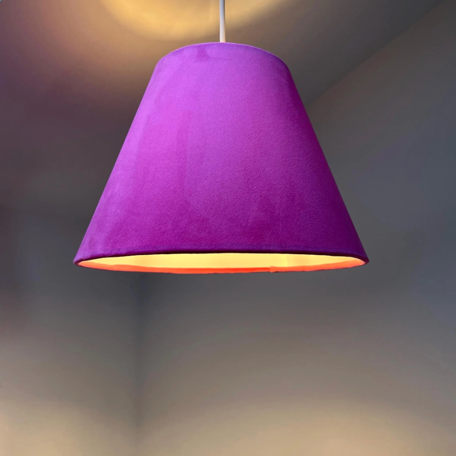 Hot Pink Velvet Steep Empire Lampshade | Handmade Ceiling Light Shade | UK