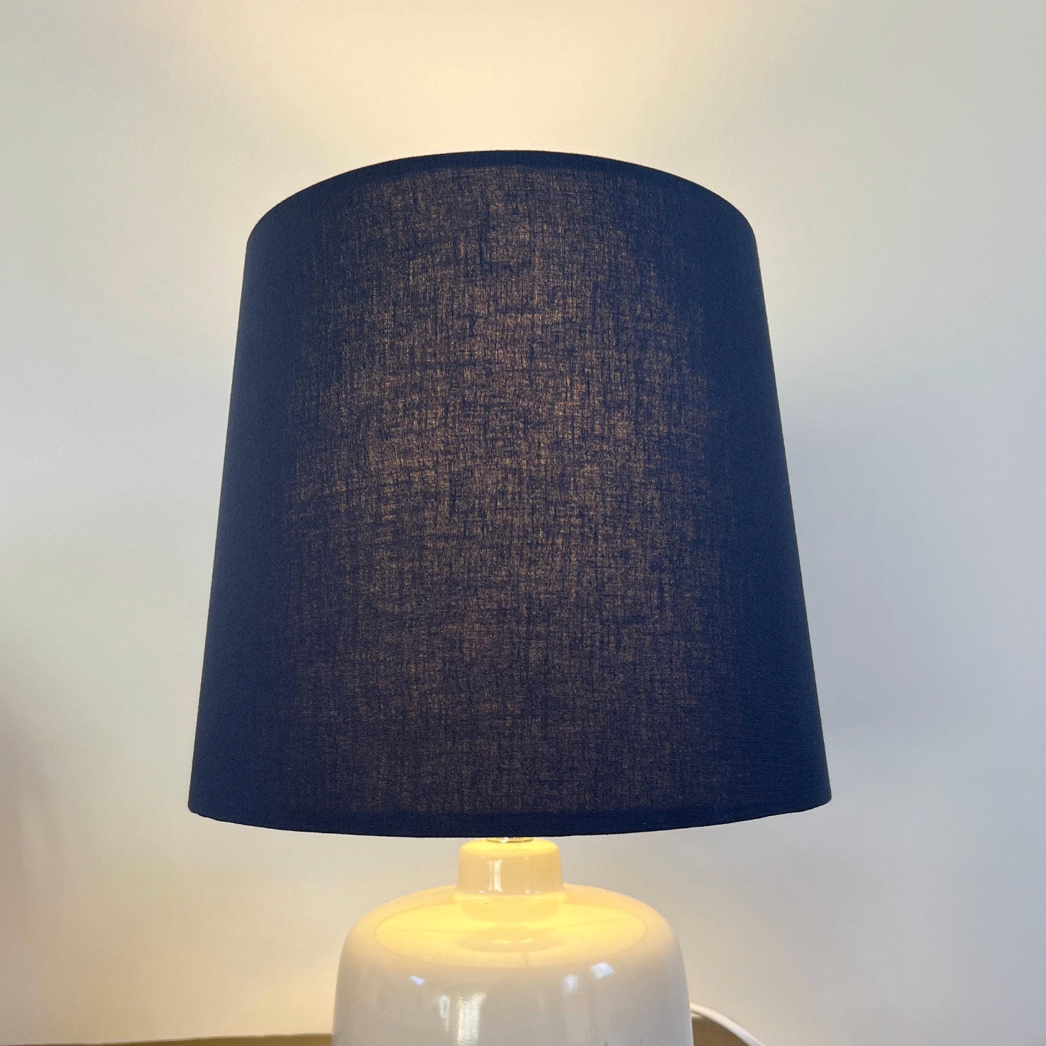 Navy Blue Cotton French Drum Lampshade | Handmade Ceiling Light Shade | UK