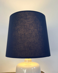 Navy Blue Cotton French Drum Lampshade | Handmade Ceiling Light Shade | UK