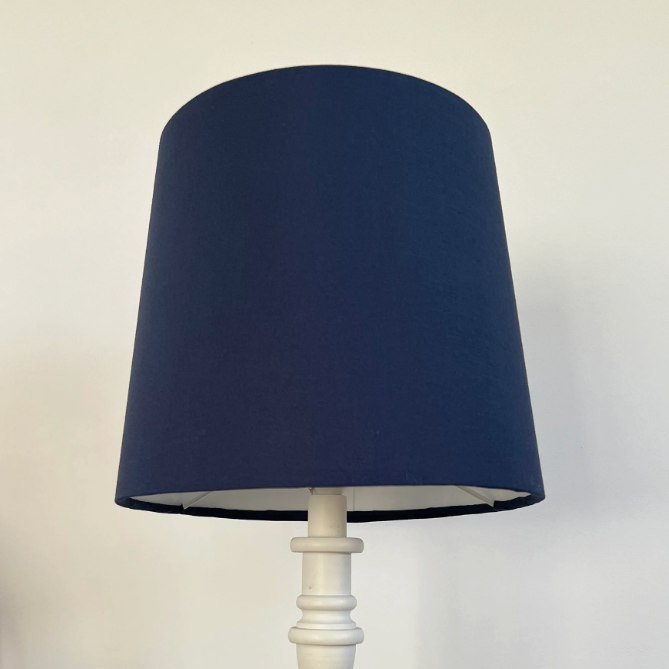 Navy Blue Cotton French Drum Lampshade | Handmade Ceiling Light Shade | UK