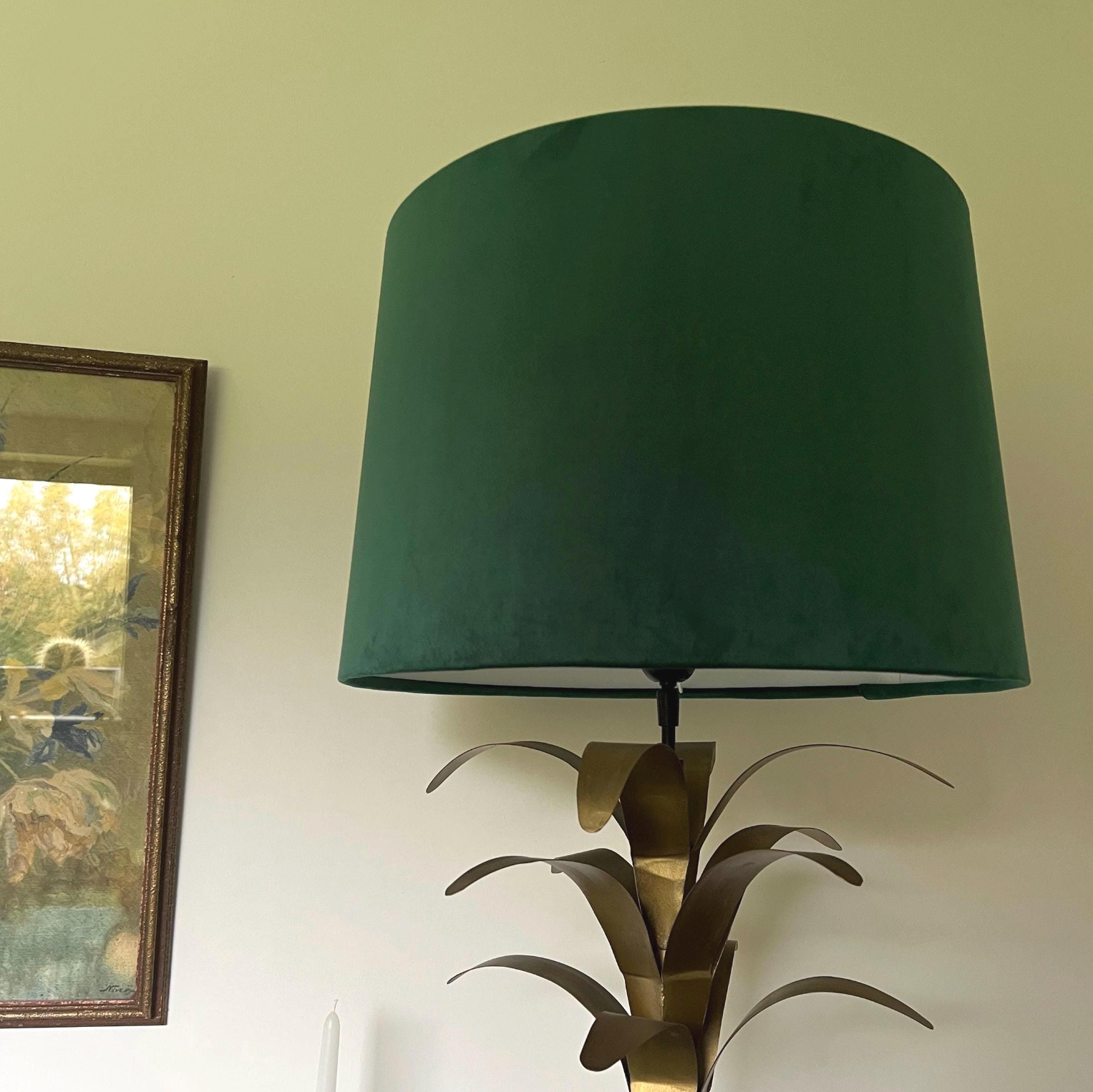 Bottle Green Velvet Lampshade | French Drum Ceiling Light Shade | Bespoke Handmade Empire Lampshade