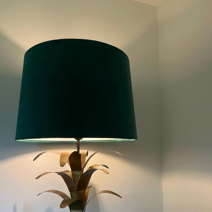 Bottle Green Velvet Lampshade | French Drum Ceiling Light Shade | Bespoke Handmade Empire Lampshade