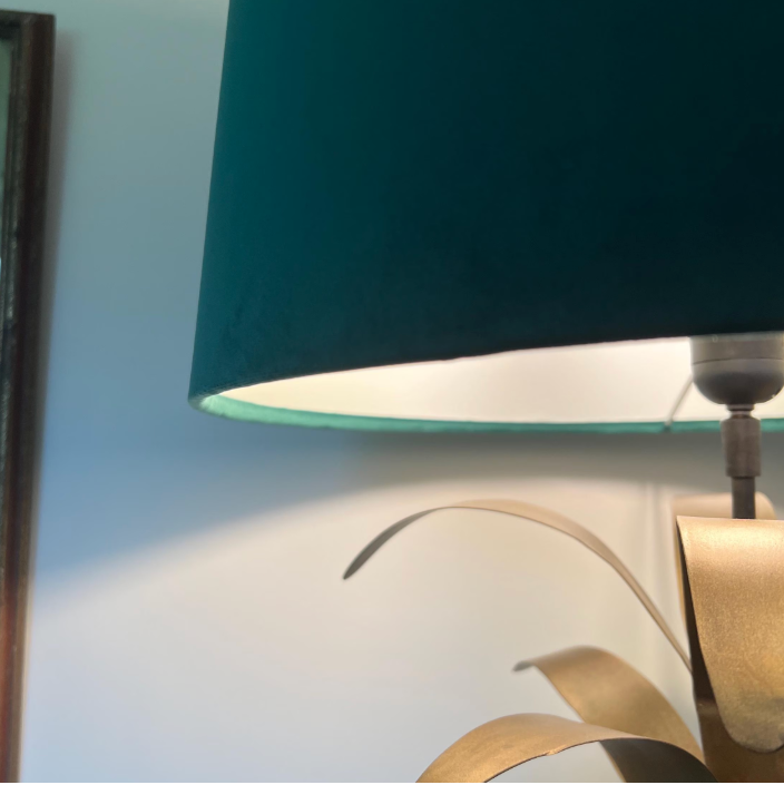 Bottle Green Velvet Lampshade | French Drum Ceiling Light Shade | Bespoke Handmade Empire Lampshade