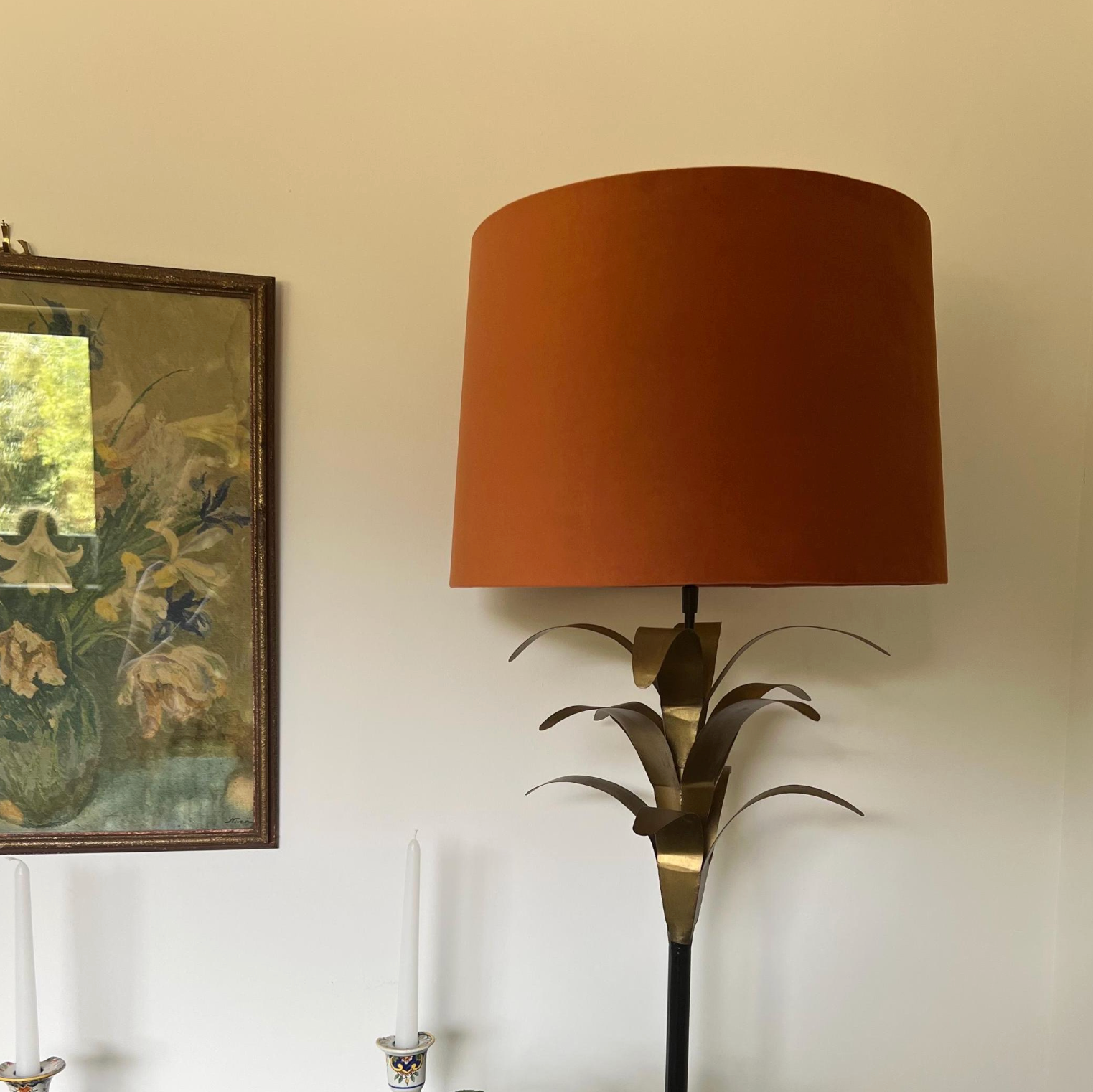 Burnt Orange Velvet Lampshade | French Drum Ceiling Light Shade | Bespoke Handmade Empire Lampshade