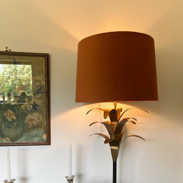 Burnt Orange Velvet Lampshade | French Drum Ceiling Light Shade | Bespoke Handmade Empire Lampshade