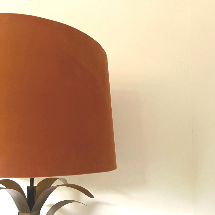 Burnt Orange Velvet Lampshade | French Drum Ceiling Light Shade | Bespoke Handmade Empire Lampshade
