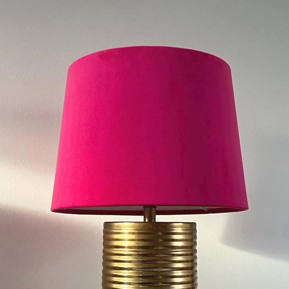 Cerise Pink Velvet Lampshade | French Drum Ceiling Light Shade | Bespoke Handmade Empire Lampshade