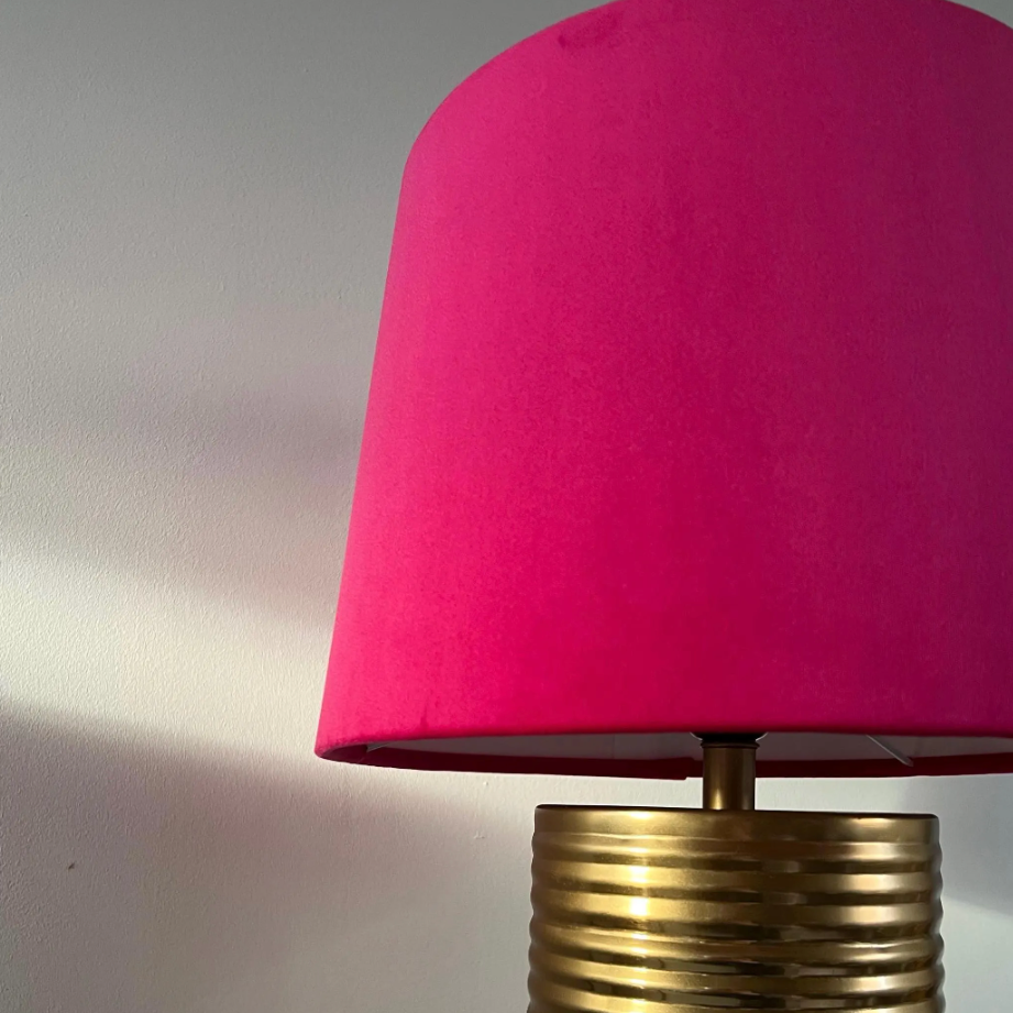 Cerise Pink Velvet Lampshade | French Drum Ceiling Light Shade | Bespoke Handmade Empire Lampshade
