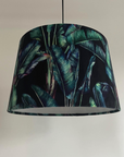 Black Leaves Velvet Lampshade | French Drum Ceiling Light Shade | Bespoke Handmade Empire Lampshade