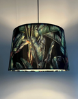 Black Leaves Velvet Lampshade | French Drum Ceiling Light Shade | Bespoke Handmade Empire Lampshade