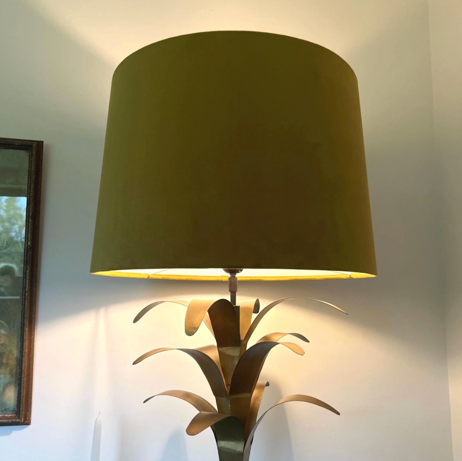 Mustard Velvet Lampshade | French Drum Ceiling Light Shade | Bespoke Handmade Empire Lampshade