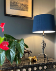 Navy Velvet Lampshade | French Drum Ceiling Light Shade | Bespoke Handmade Empire Lampshade