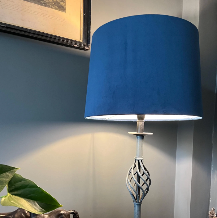 Navy Velvet Lampshade | French Drum Ceiling Light Shade | Bespoke Handmade Empire Lampshade