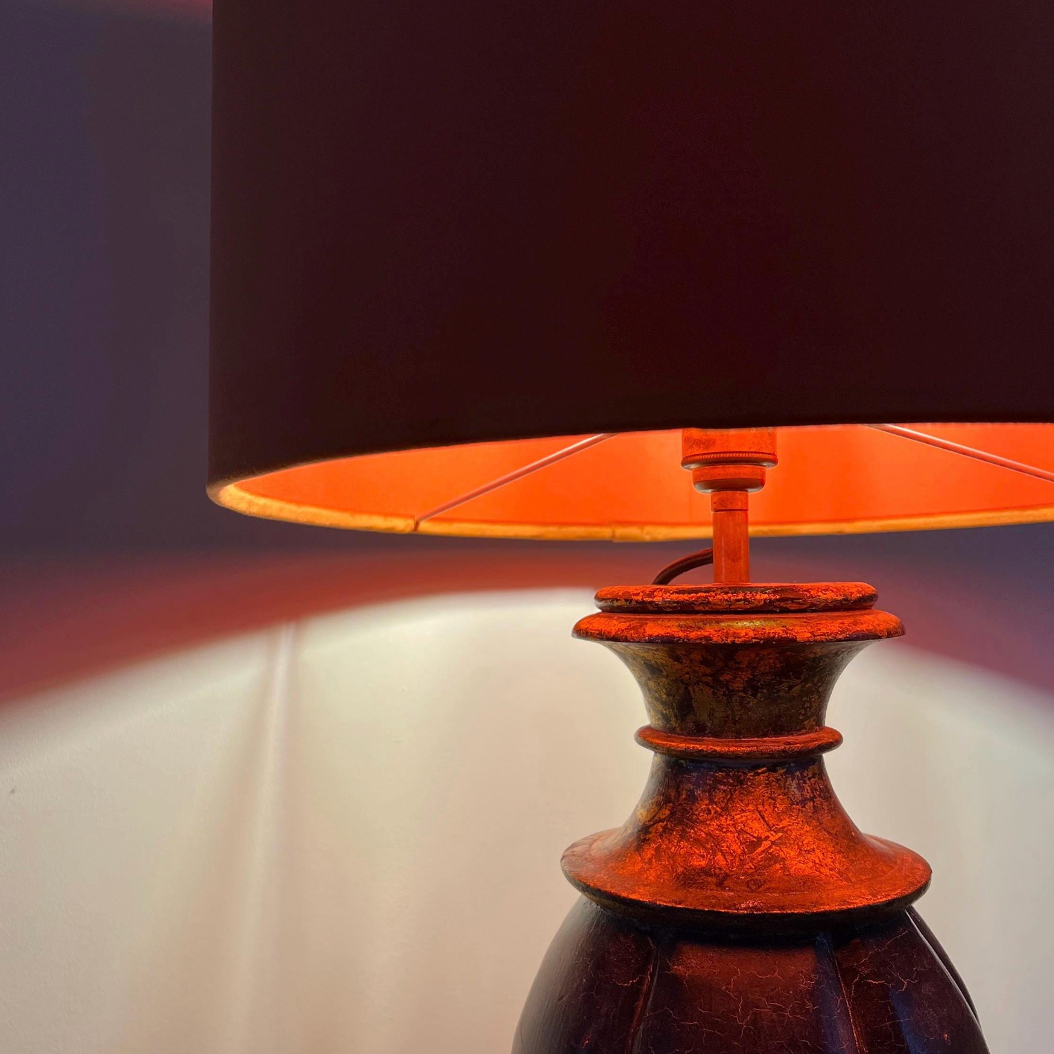 Burnt Orange Velvet &amp; Burnt Orange Cotton Double Sided Drum Lampshade | Handmade Ceiling Light Shade | Bespoke UK