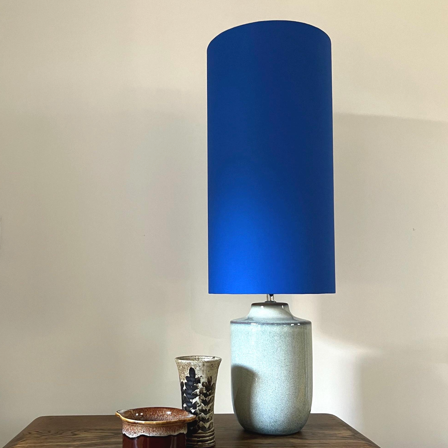 Royal Blue Cotton Lampshade | Extra Tall Cylinder Ceiling Light Shade | Bespoke Handmade UK