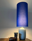 Royal Blue Cotton Lampshade | Extra Tall Cylinder Ceiling Light Shade | Bespoke Handmade UK