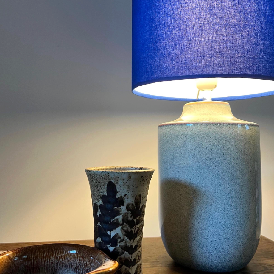 Royal Blue Cotton Lampshade | Extra Tall Cylinder Ceiling Light Shade | Bespoke Handmade UK