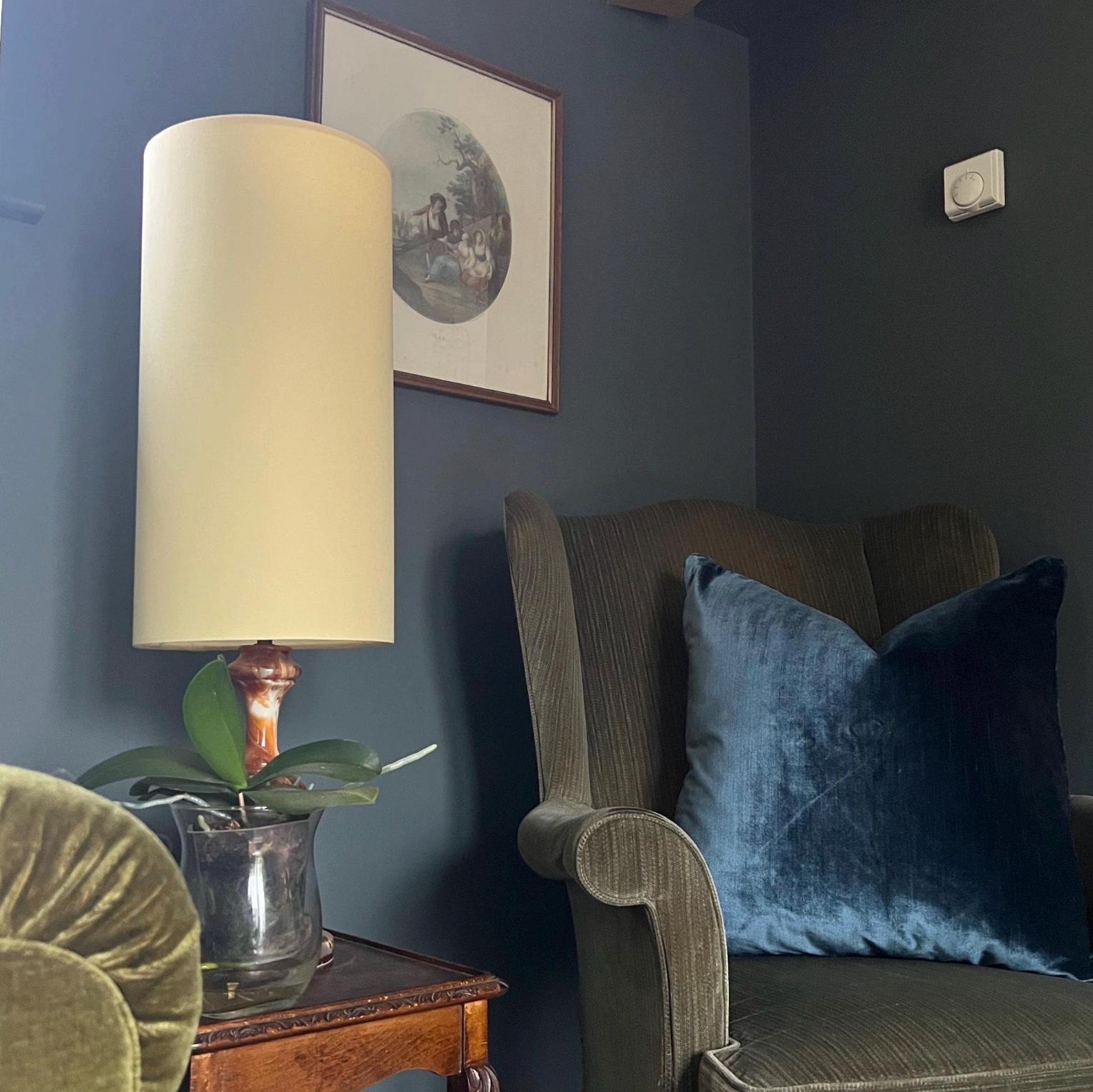 Lemon Cotton Lampshade | Extra Tall Cylinder Ceiling Light Shade | Bespoke Handmade UK