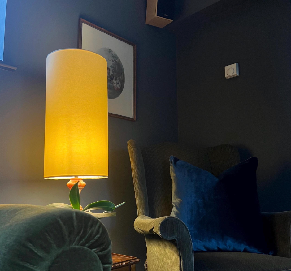 Lemon Cotton Lampshade | Extra Tall Cylinder Ceiling Light Shade | Bespoke Handmade UK