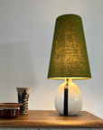 Olive Linen Lampshade | Extra Tall Cone Light Shade | Bespoke Handmade UK