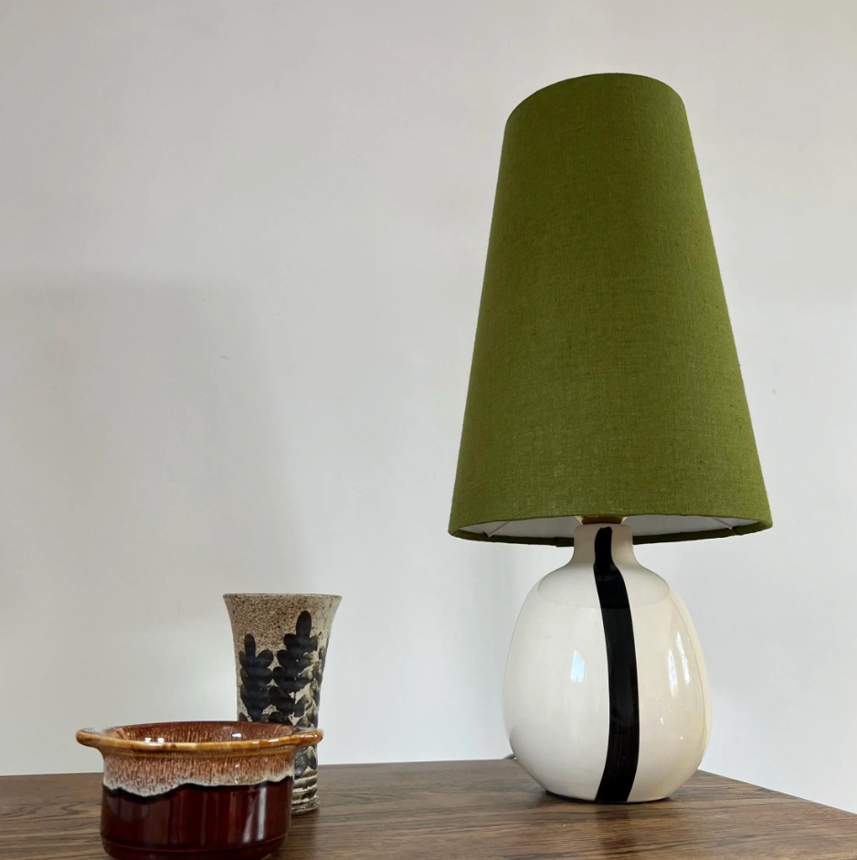 Olive Linen Lampshade | Extra Tall Cone Light Shade | Bespoke Handmade UK