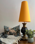 Mustard Gold Cotton Lampshade | Extra Tall Cone Light Shade | Bespoke Handmade UK