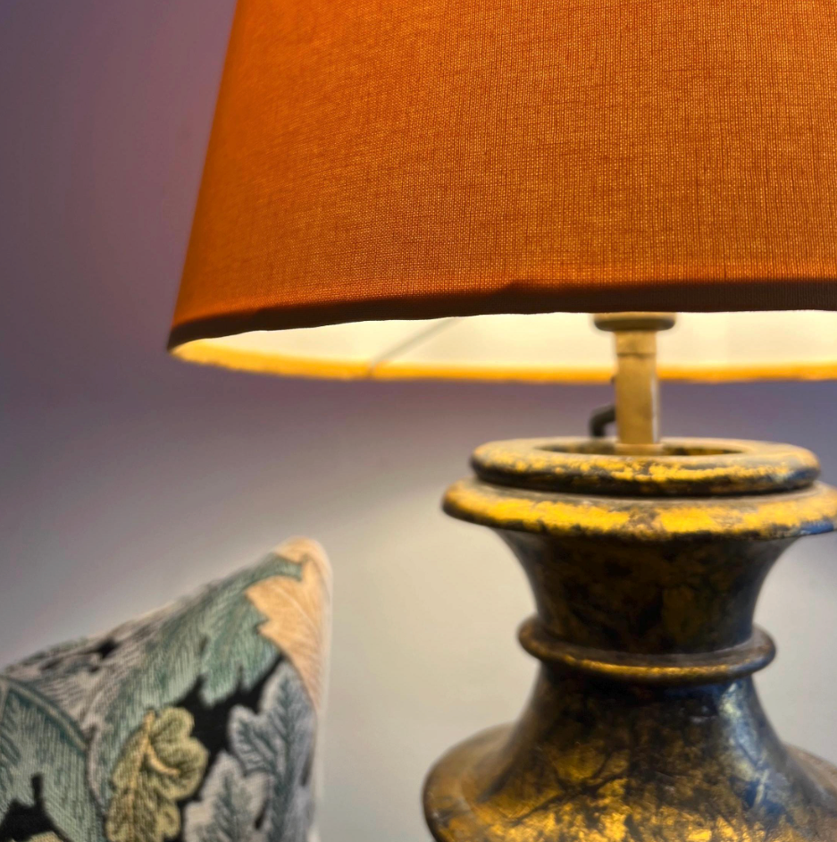 Mustard Gold Cotton Lampshade | Extra Tall Cone Light Shade | Bespoke Handmade UK