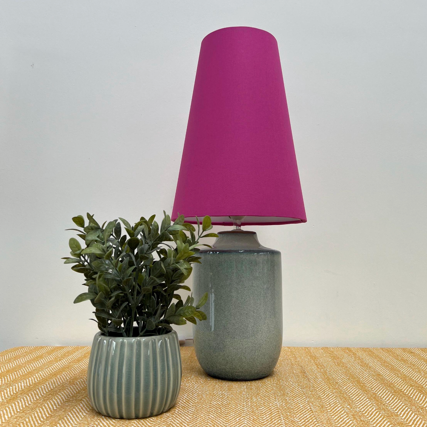 Raspberry Pink Cotton Lampshade | Extra Tall Cone Light Shade | Bespoke Handmade UK