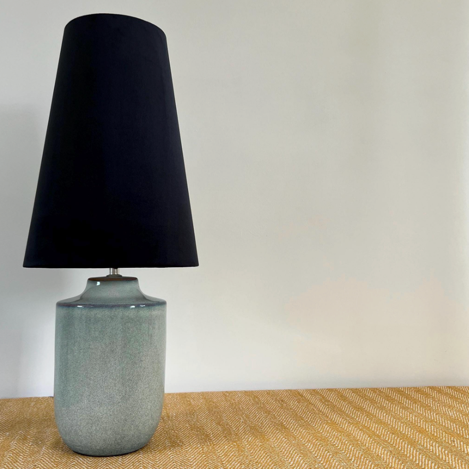 Black Velvet Lampshade | Extra Tall Cone Light Shade | Bespoke Handmade UK