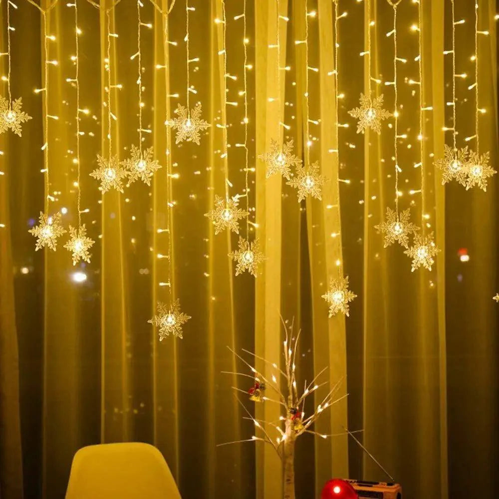 Christmas Snowflake LED String Curtain Lights