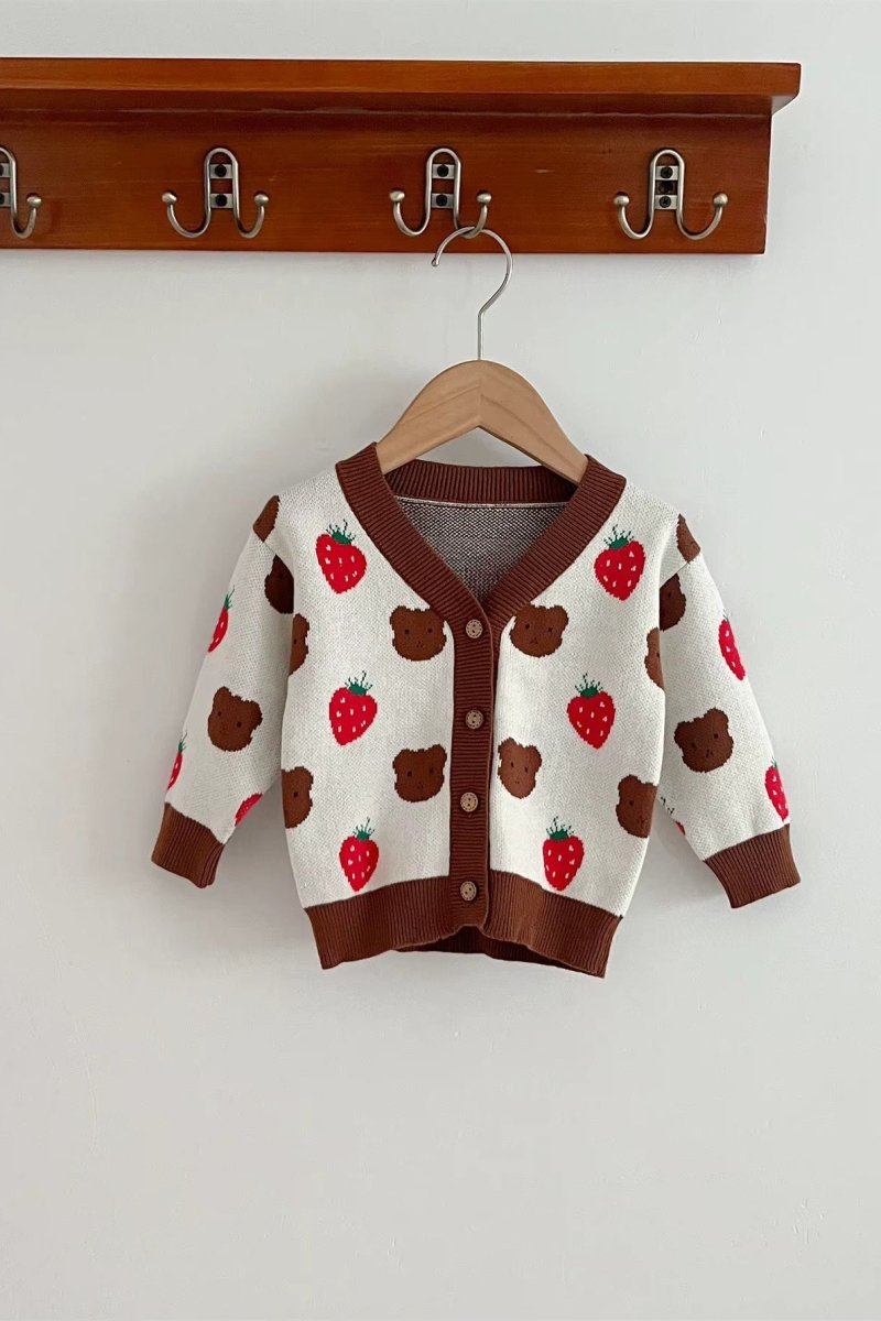COZY Bear &amp; Strawberry Cardigan