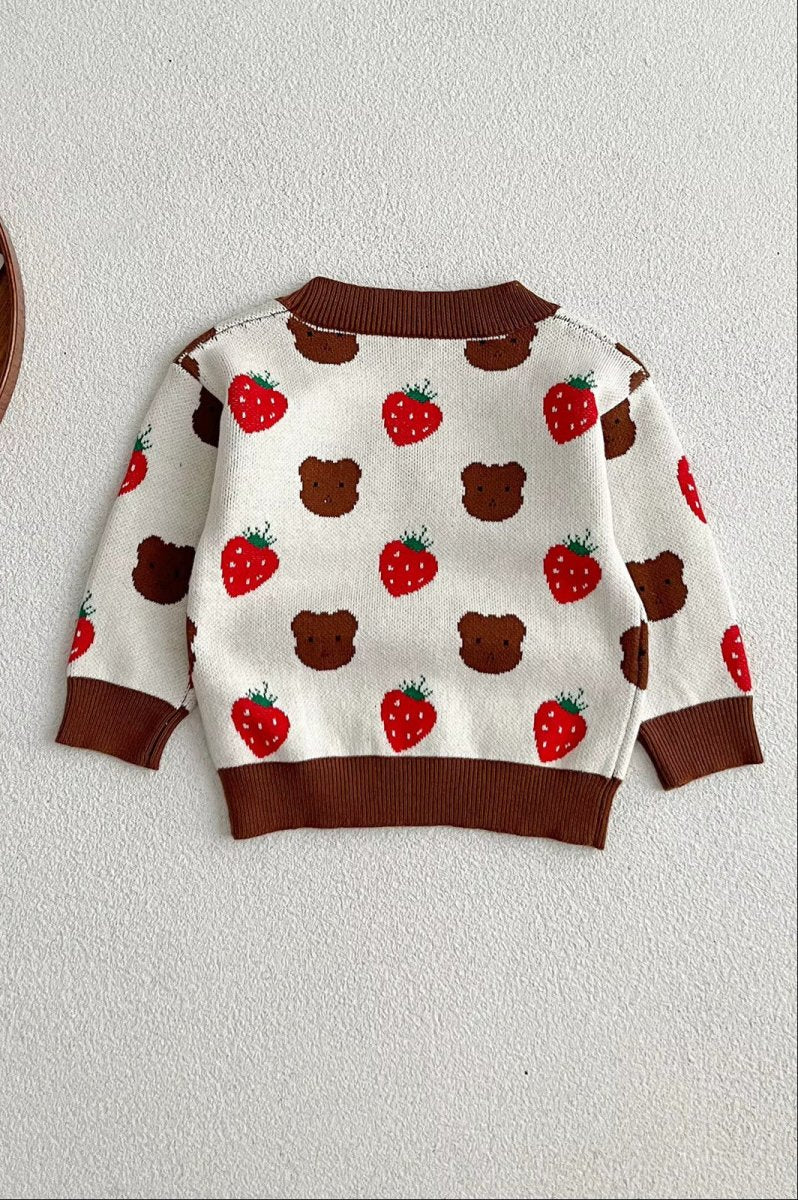 COZY Bear &amp; Strawberry Cardigan