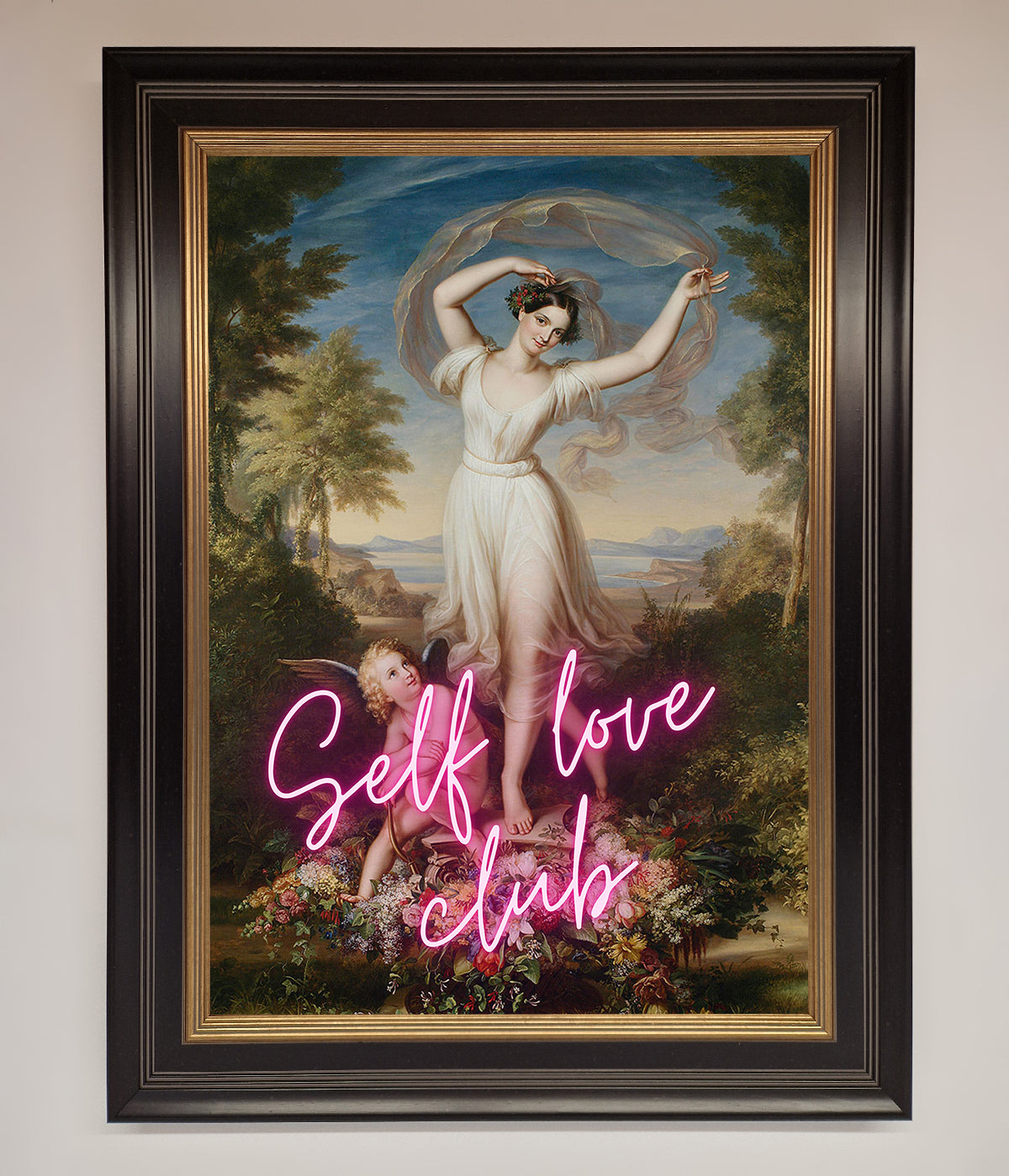 Self Love Club framed wall art, stylish inspirational decor, premium trendy home decoration by Zestio at brixbailey.com