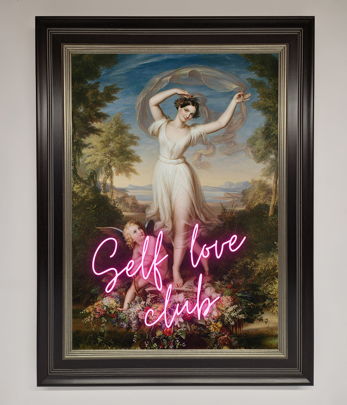 Self Love Club framed wall art, stylish inspirational decor, premium trendy home print by Zestio at brixbailey.com