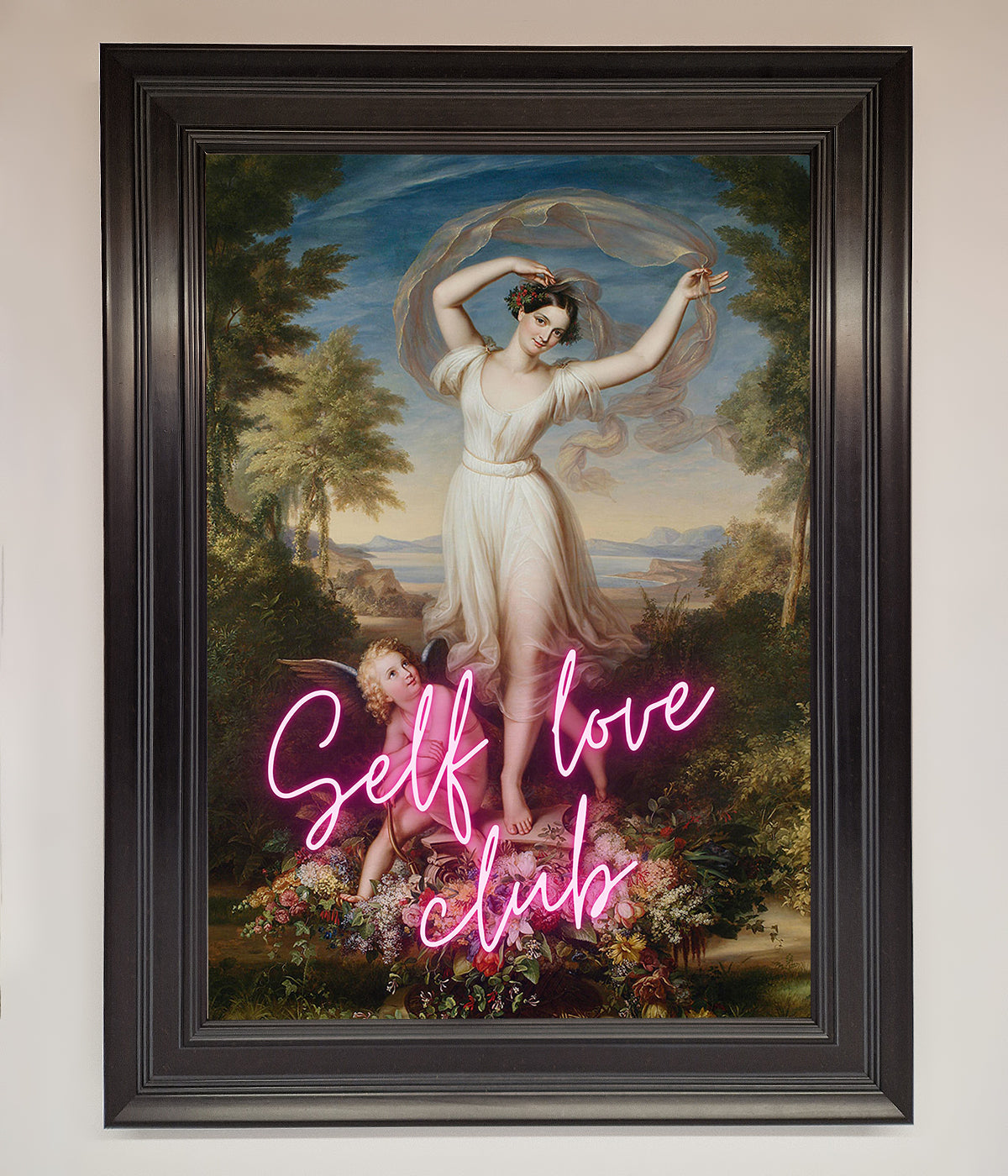 Self Love Club framed wall art, stylish inspirational decor, trending home artwork, premium motivational print by Zestio at brixbailey.com