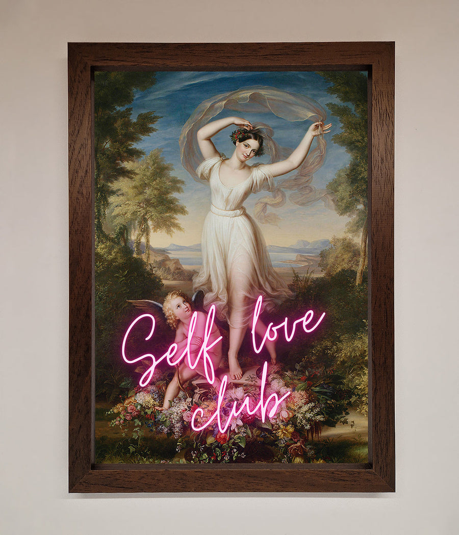 Self Love Club framed wall art, stylish inspirational decor, premium motivational print, trending home artwork by Zestio at brixbailey.com