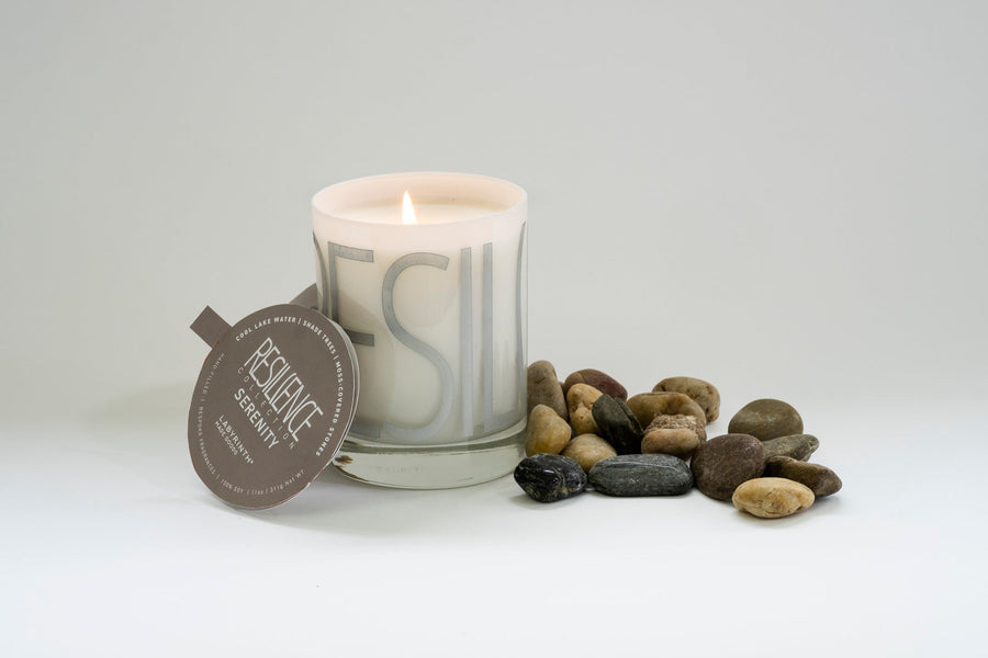 Premium Serenity Candle, Handcrafted Soy Wax with Cool Lake Water and Moss Scent, Resilience Glass Vessel, 60-Hour Burn by Labyrinth Made Goods at brixbailey.com