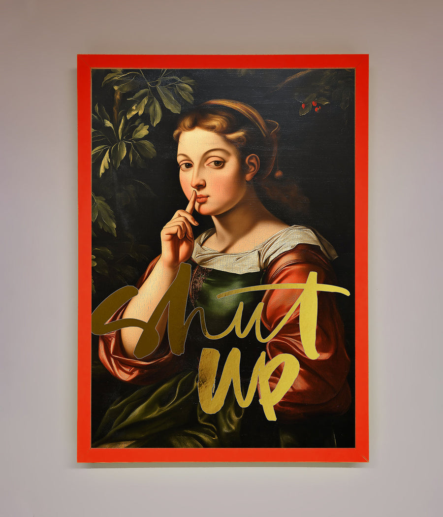 Shutup foil print premium stylish graphic tee trending best-selling statement shirt by Zestio at brixbailey.com