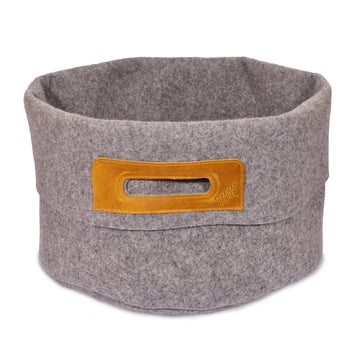 Wool Felt Omaking Basket - Grey/Cognac