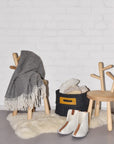 Wool Felt Omaking Basket - Dark Grey/Cognac